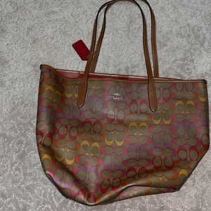 multi-color Coach tote purse